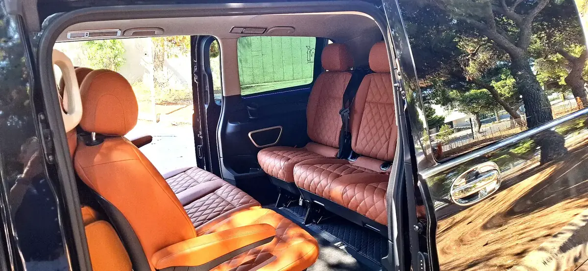 Mercedes V Class quilted cognac leather rear seats