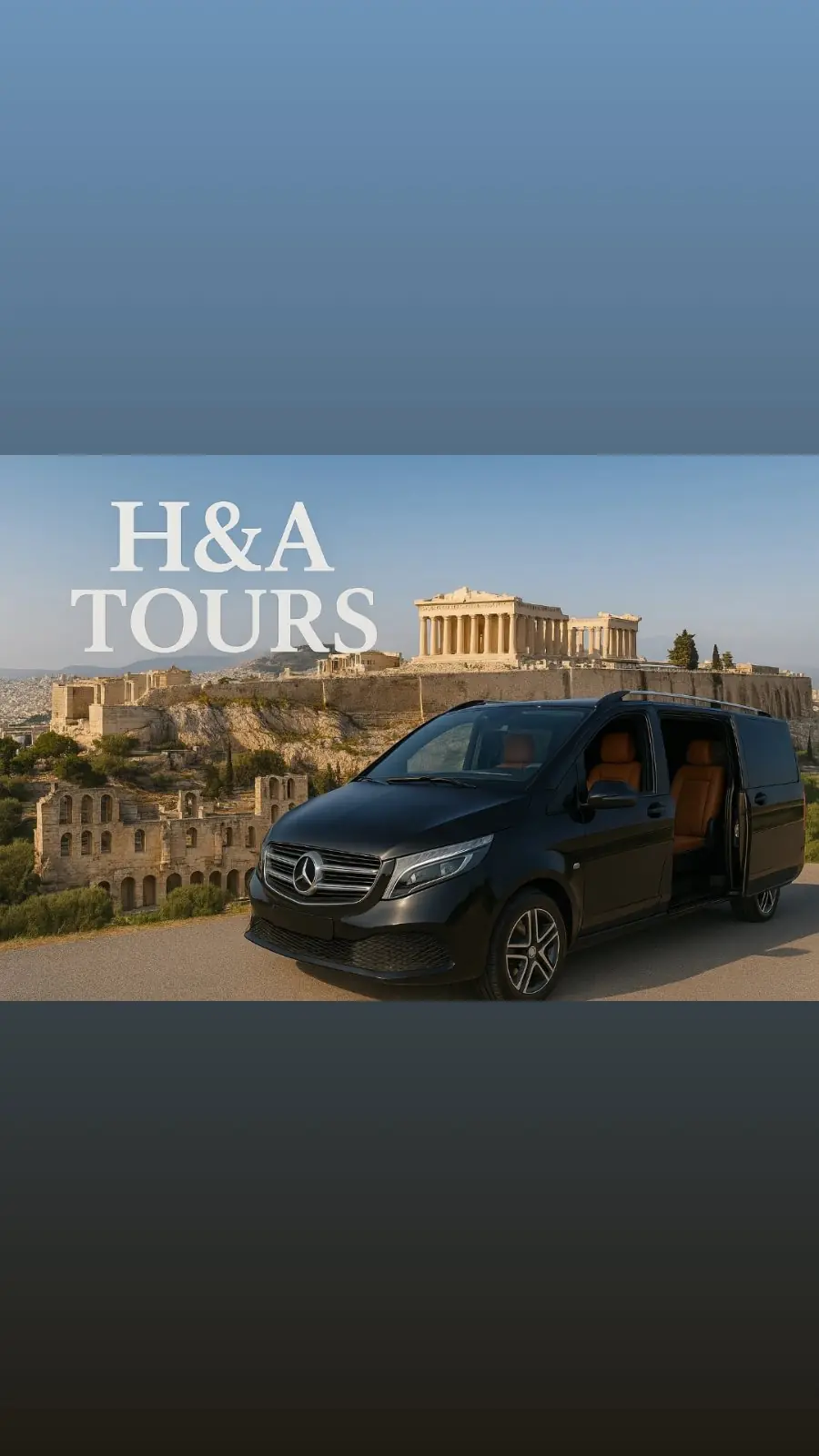 H&A Tours van with Athens Acropolis view
